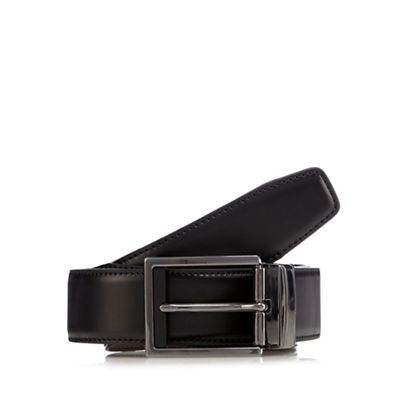 The Collection Black matte reversible leather belt